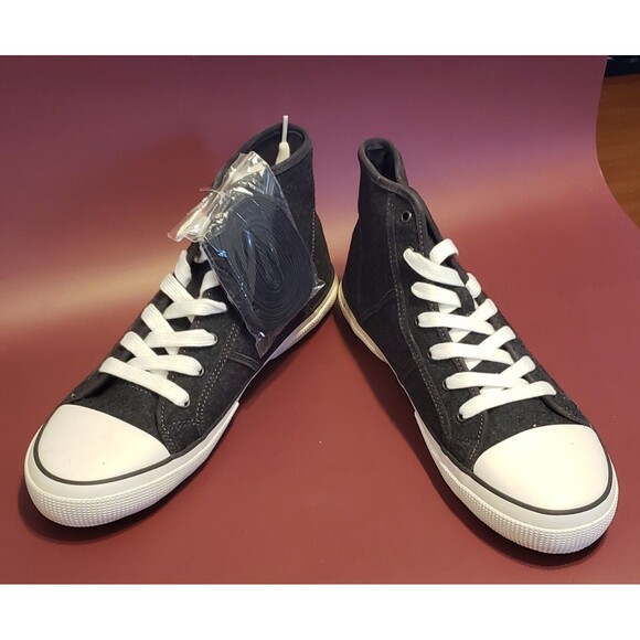 NWOB Ralph Lauren Sneaker Women Size 11 High Top January II Flannel Gray - Picture 2 of 7